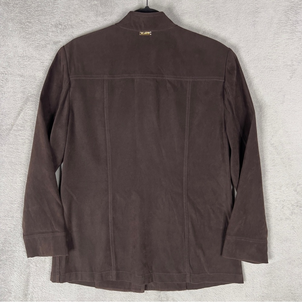 St. John Sport By‎ Marie Gray Faux Suede Snap Button Shirt Women's Small Brown - Picture 7 of 11